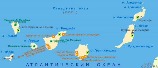 Карта Канарских островов