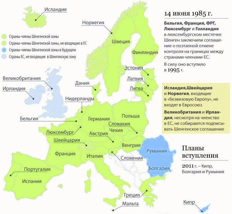 Карта шенгенской зоны